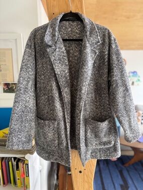 Curator SF Gray Herringbone Open-Front Jacket (M)